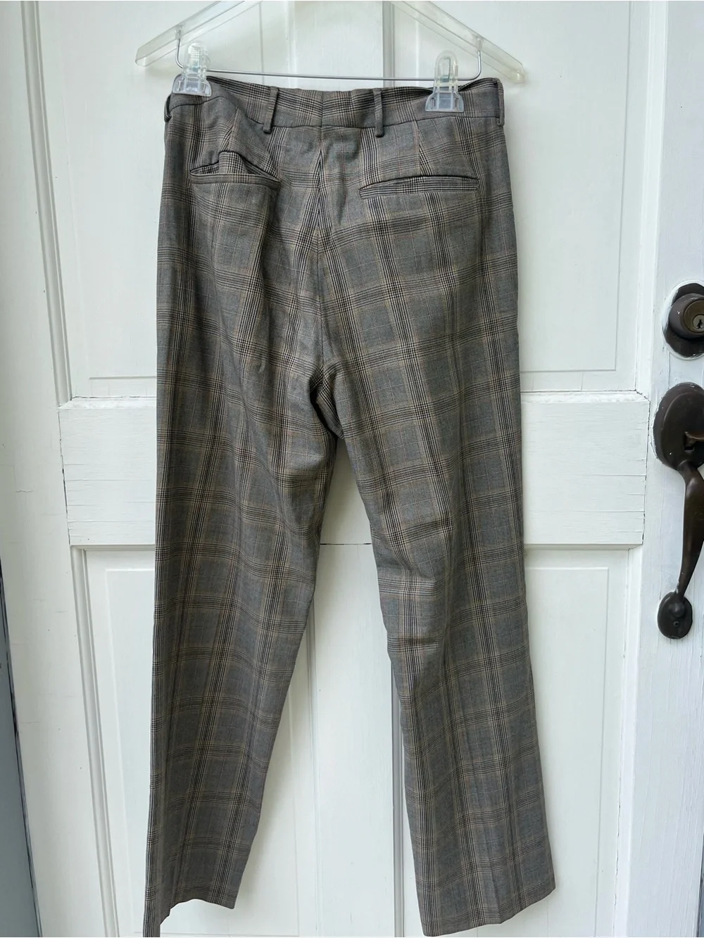 Zara Men's Plaid Dress Pants in Brown and Gray